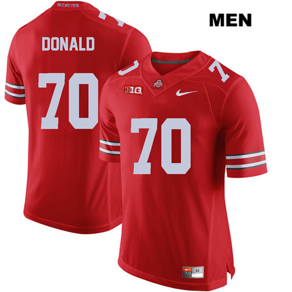 Ohio State Buckeyes Men's Noah Donald #70 Red Authentic Nike College NCAA Stitched Football Jersey KA19W10SR